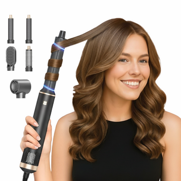 5-in-1 Foldable Hair Dryer – Portable Styling Brush Curler and Straightener