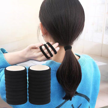 100pcs black seamless elastic Hair Ties