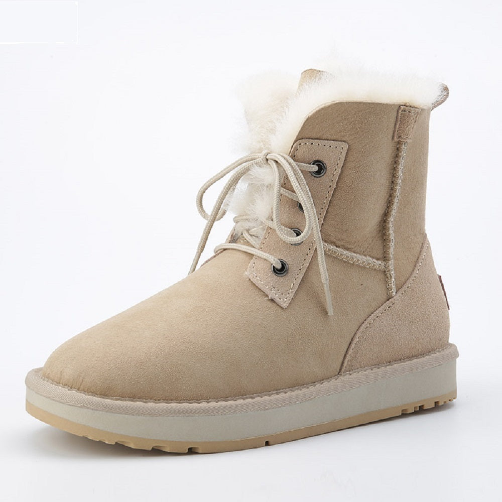 Women's Winter Snow Boots  Suede Leather Warm Shoes