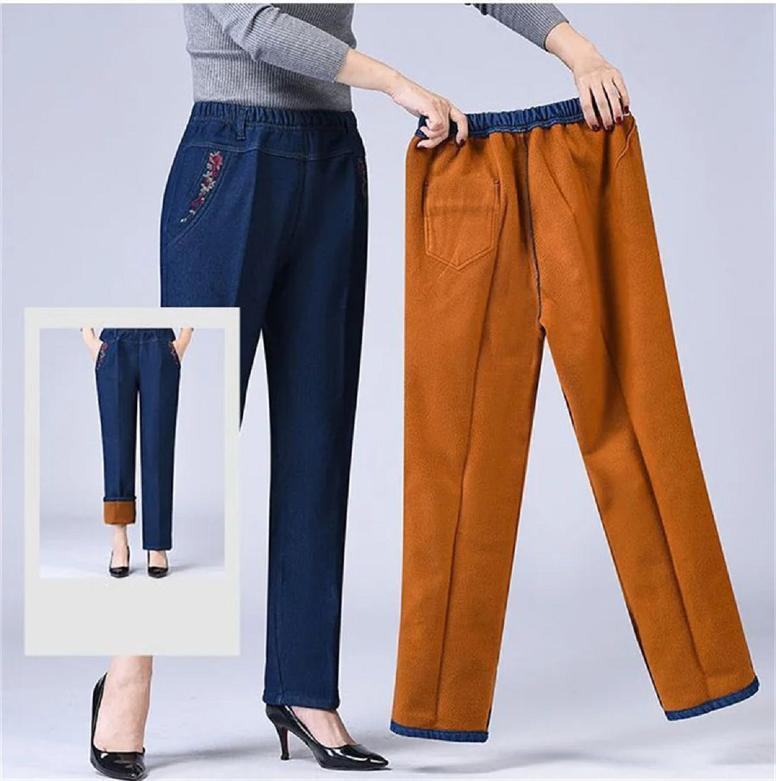 Women's Vintage Thicken Warm Winter Fleece Lined Jeans