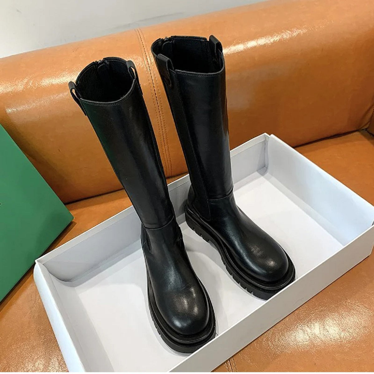 Women's Knight Long Boots Warm Fur Shoes Winter Square Heels High Booties