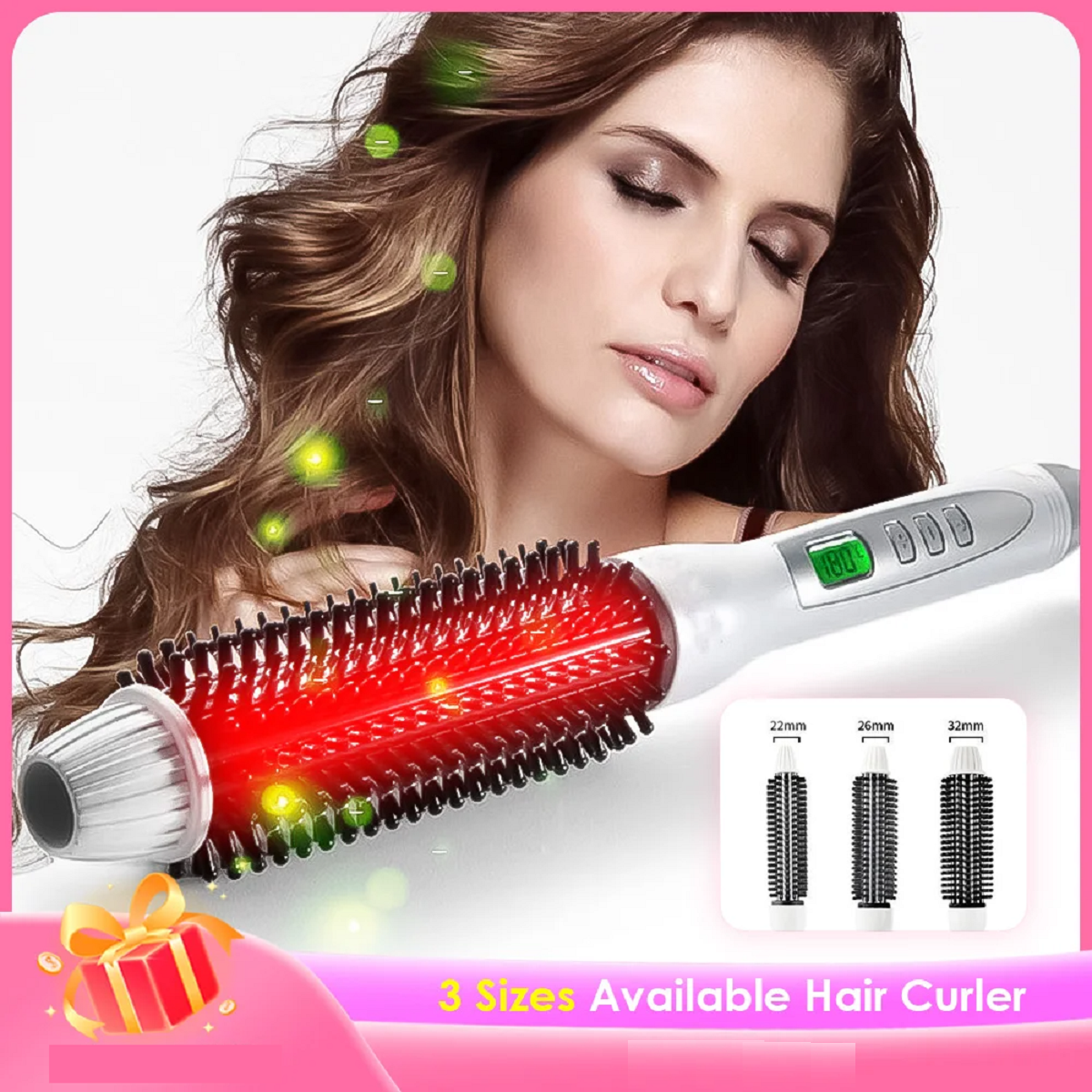 Curling Iron Tourmaline Ceramic Ionic Anti-Scald Hot Brush for All Hair Types