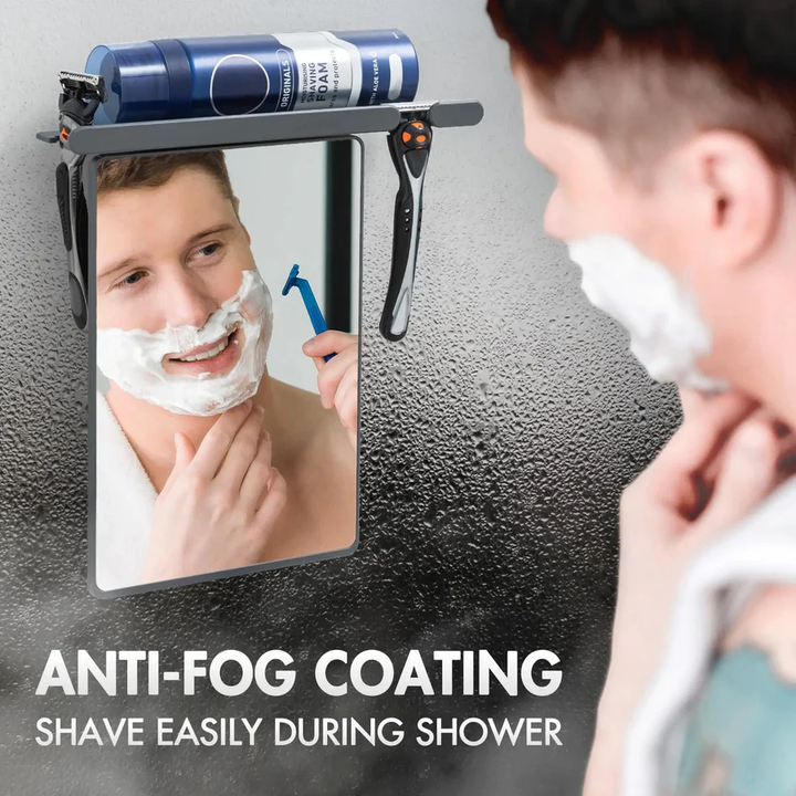 Fogless Shower Shaving Mirror – No-Drill Suction Mount
