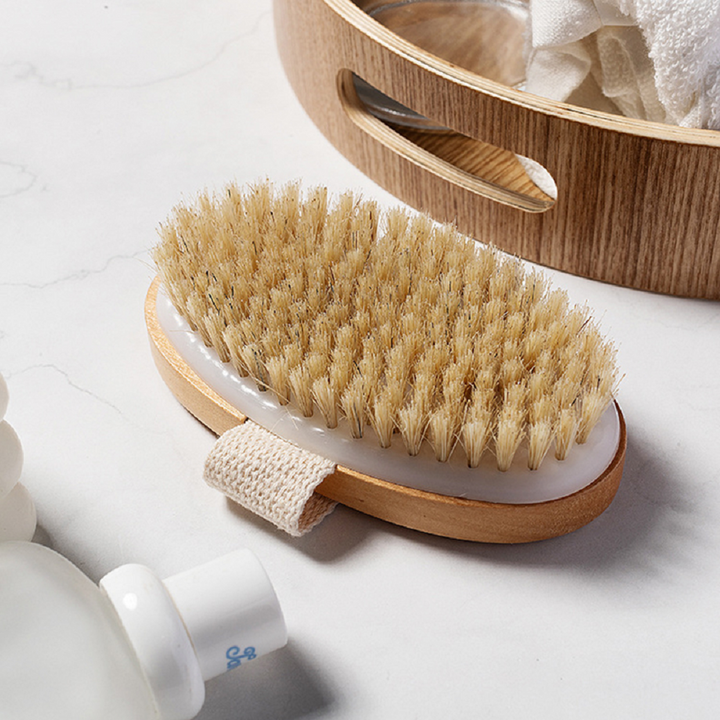 Natural Bristle Brush Soft Wet Dry Skin Brush Bath Massager