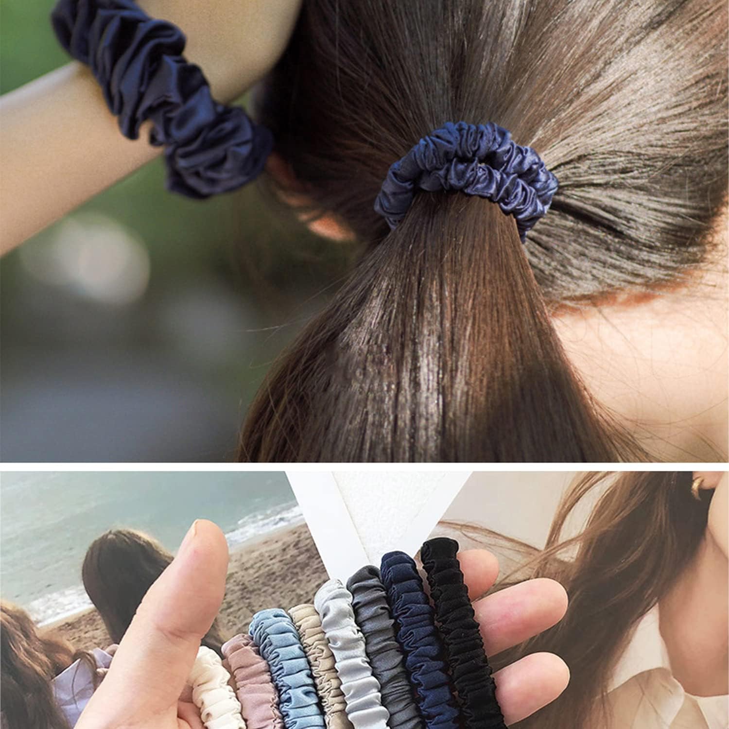 5-Pack Mulberry Silk Scrunchies – Hair Ties for Women and Girls