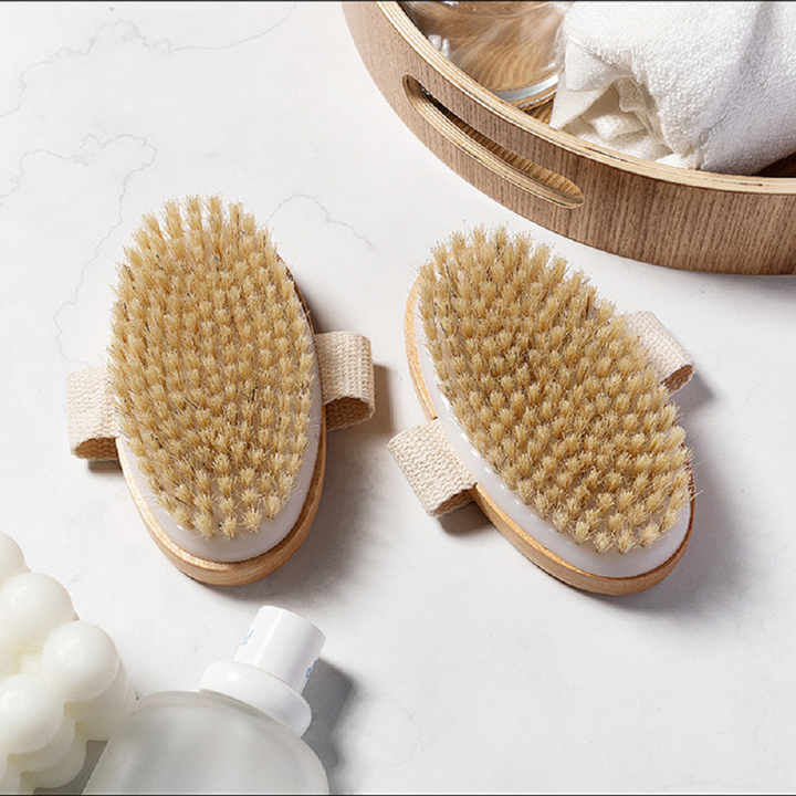 Natural Bristle Brush Soft Wet Dry Skin Brush Bath Massager