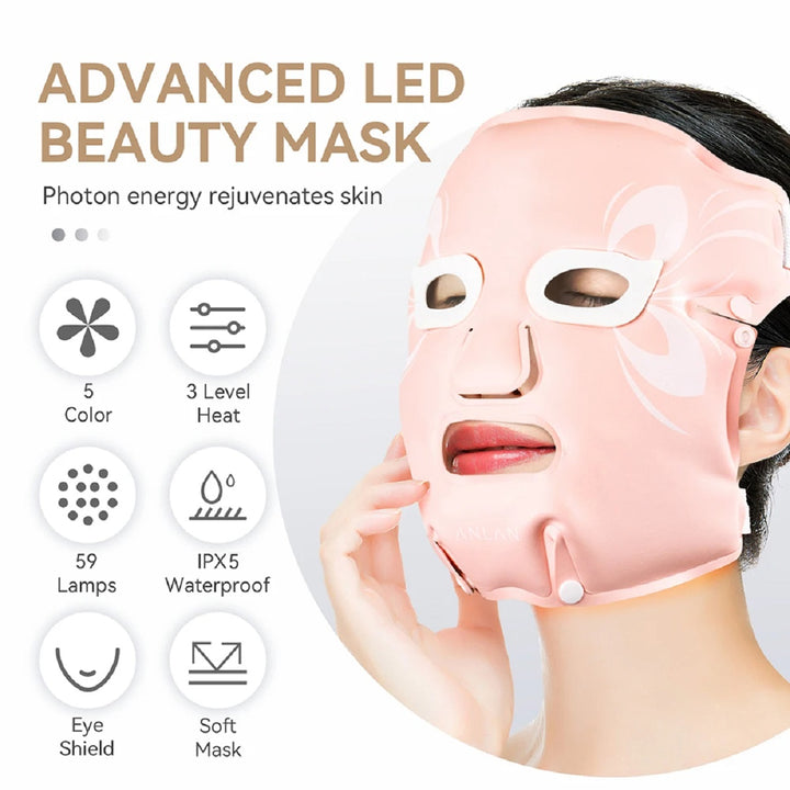 5-Color LED Facial Mask – Waterproof Silicone Light Skin Rejuvenation