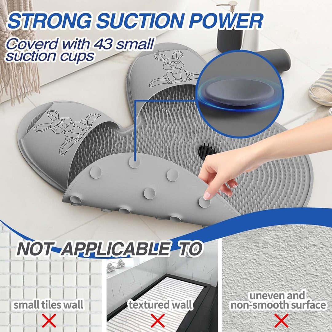 Silicone Rabbit Foot Bath Mat – Anti-Slip Massage and Scrubbing Shower Floor Mat