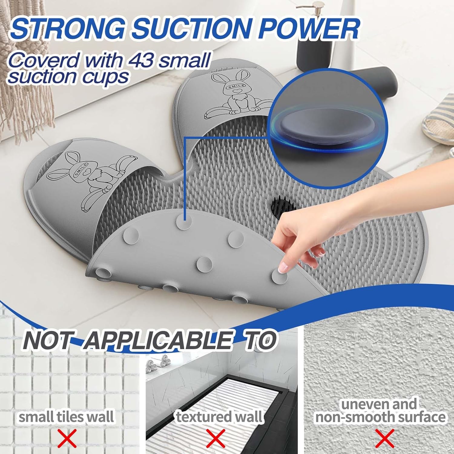 Silicone Rabbit Foot Bath Mat – Anti-Slip Massage and Scrubbing Shower Floor Mat