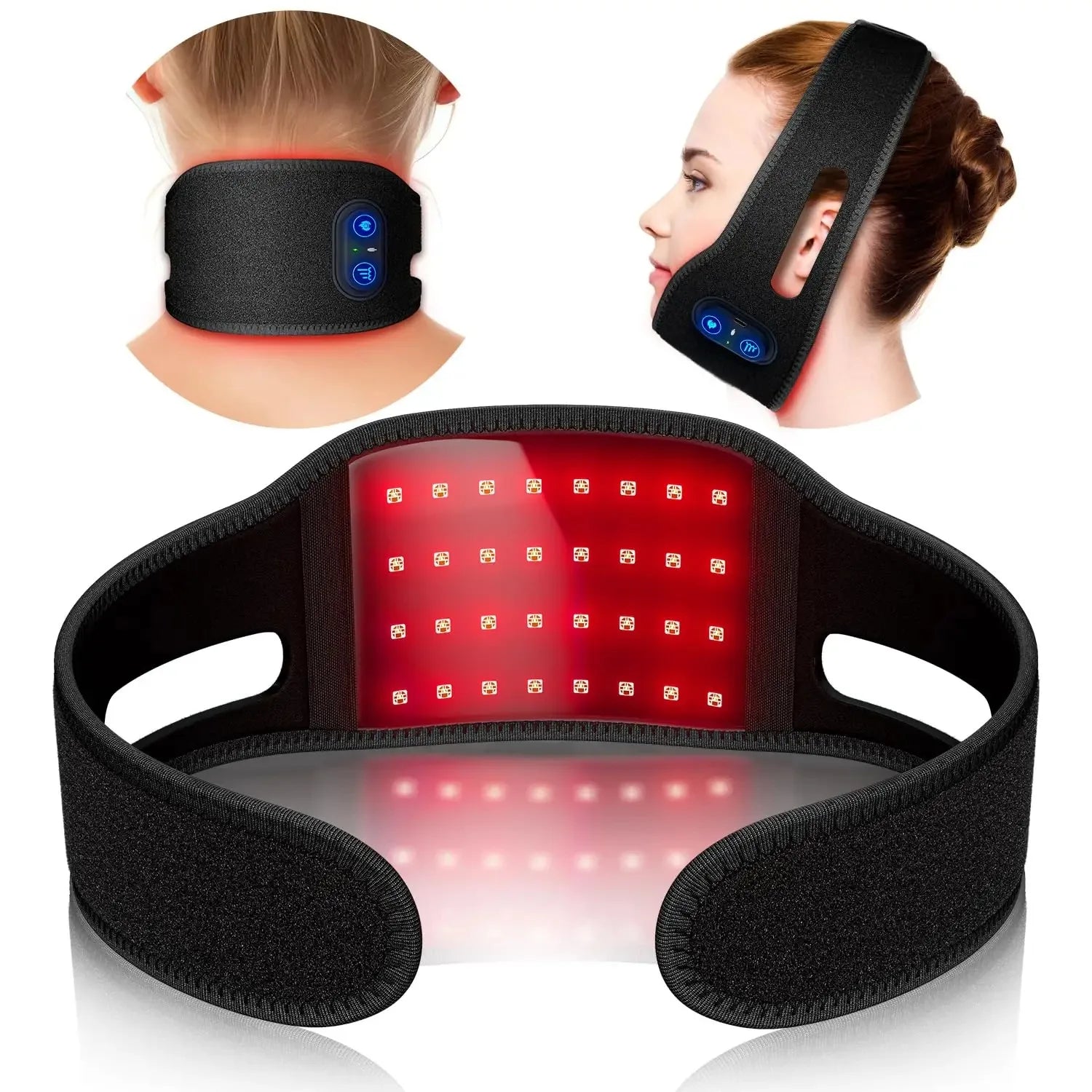 Red Light Neck Brace – Rechargeable Infrared Therapy Belt for Face & Neck Care