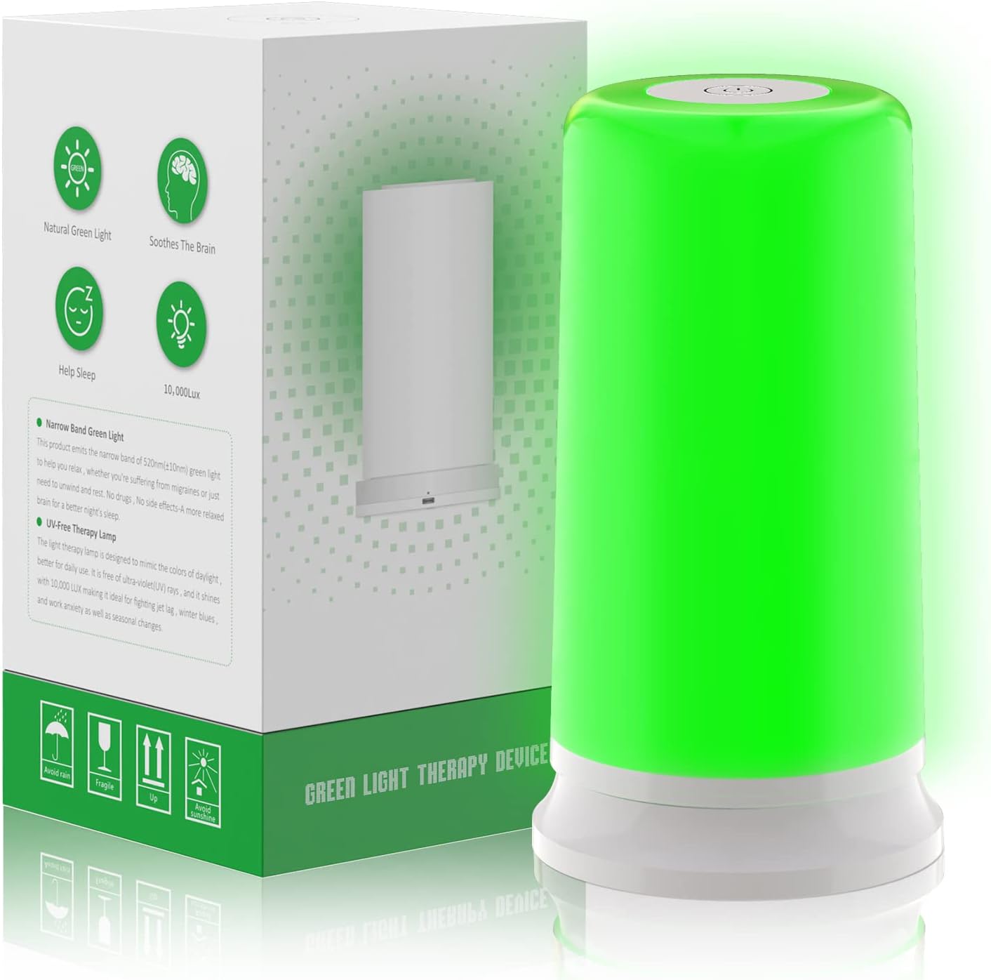 Green Light Therapy Lamp for Insomnia Anxiety  Sleep Aid Device Relieve Stress Migraine