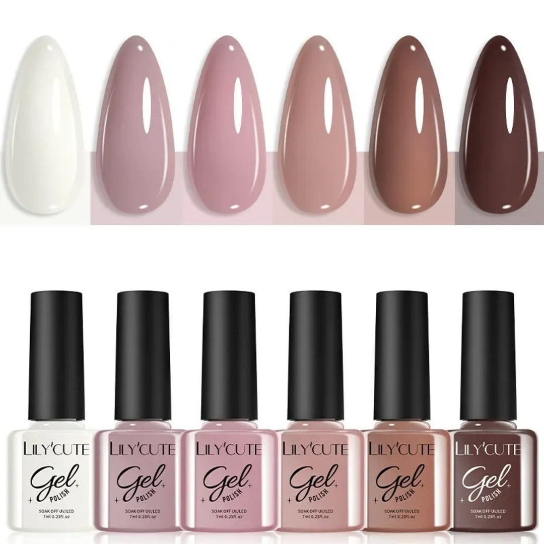 6Pcs Gel Nail Polish Soak‑Off UV Set