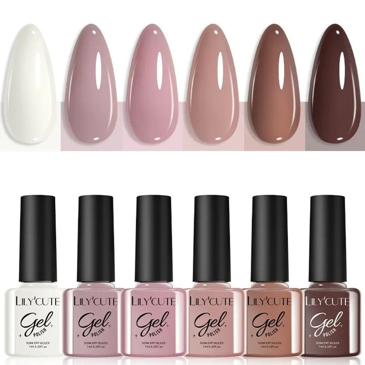 6Pcs Gel Nail Polish Soak‑Off UV Set
