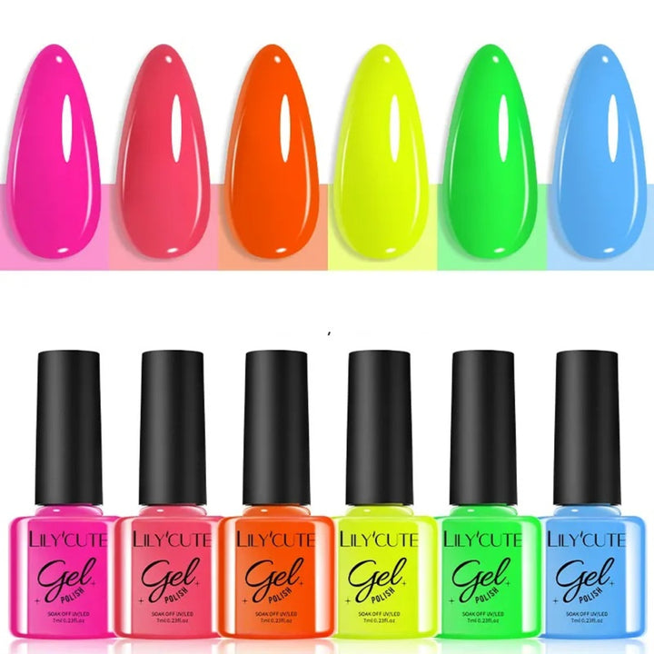6Pcs Gel Nail Polish Soak‑Off UV Set