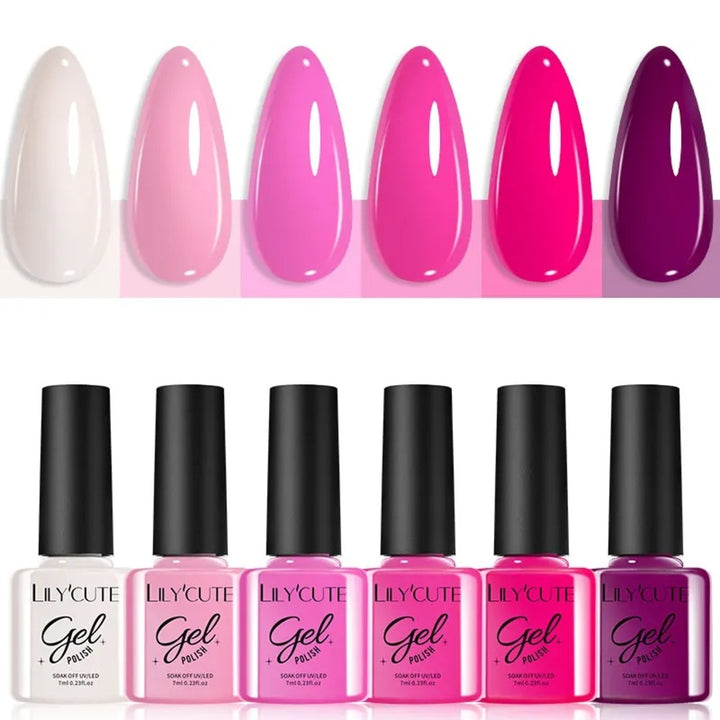 6Pcs Gel Nail Polish Soak‑Off UV Set