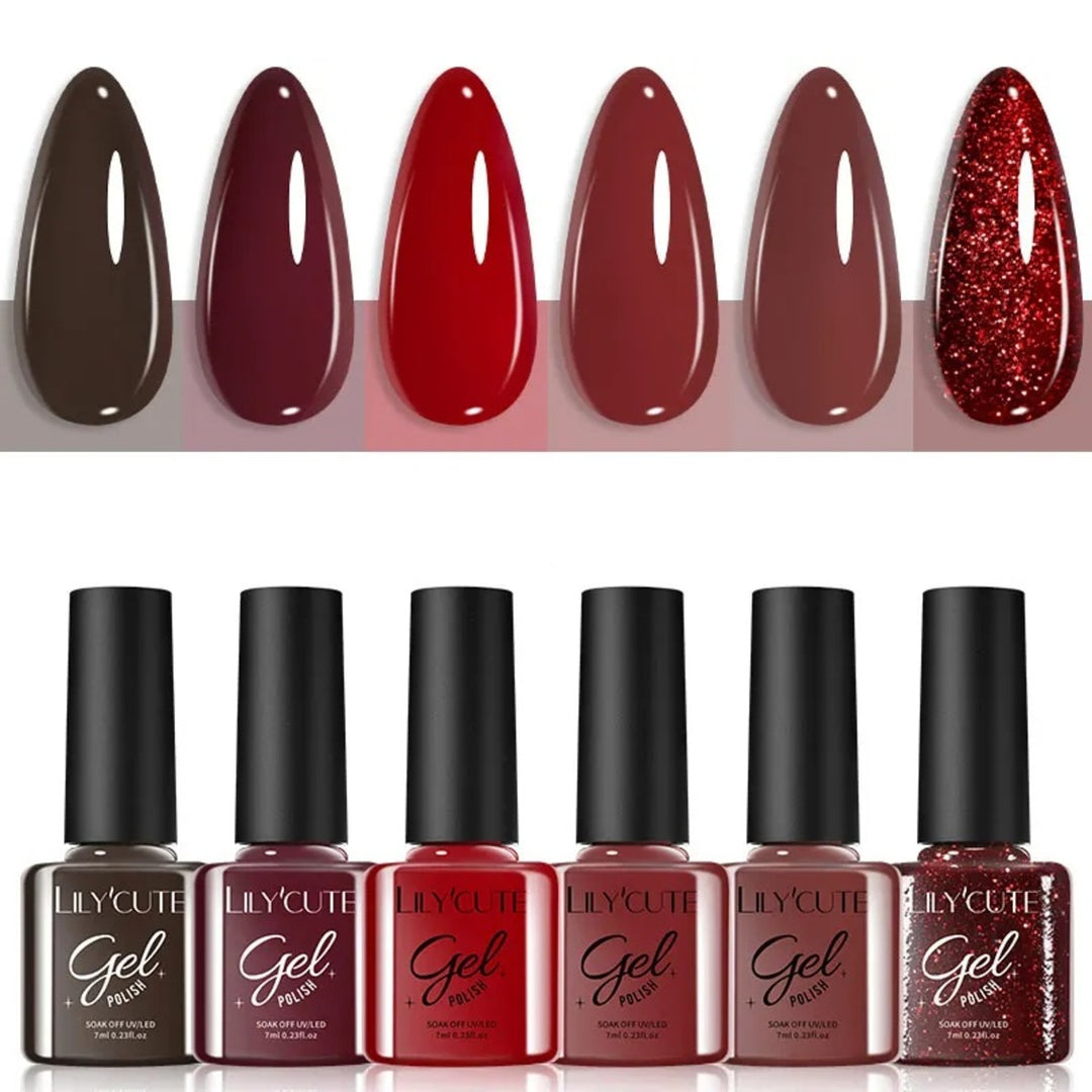 6Pcs Gel Nail Polish Soak‑Off UV Set