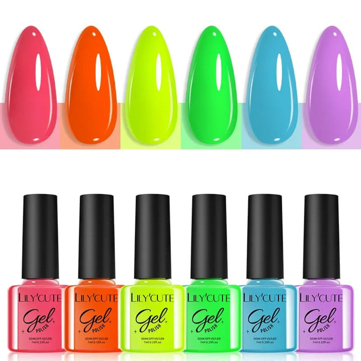 6Pcs Gel Nail Polish Soak‑Off UV Set