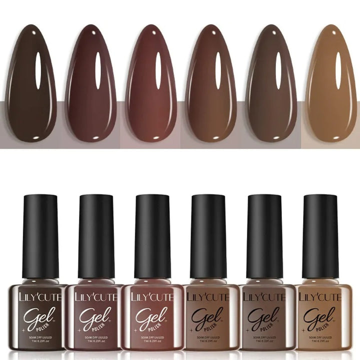 6Pcs Gel Nail Polish Soak‑Off UV Set