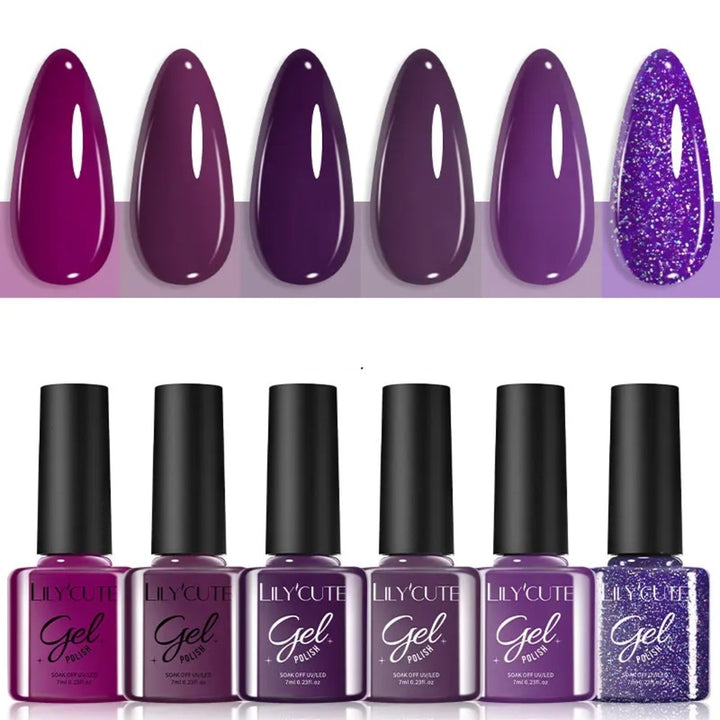 6Pcs Gel Nail Polish Soak‑Off UV Set