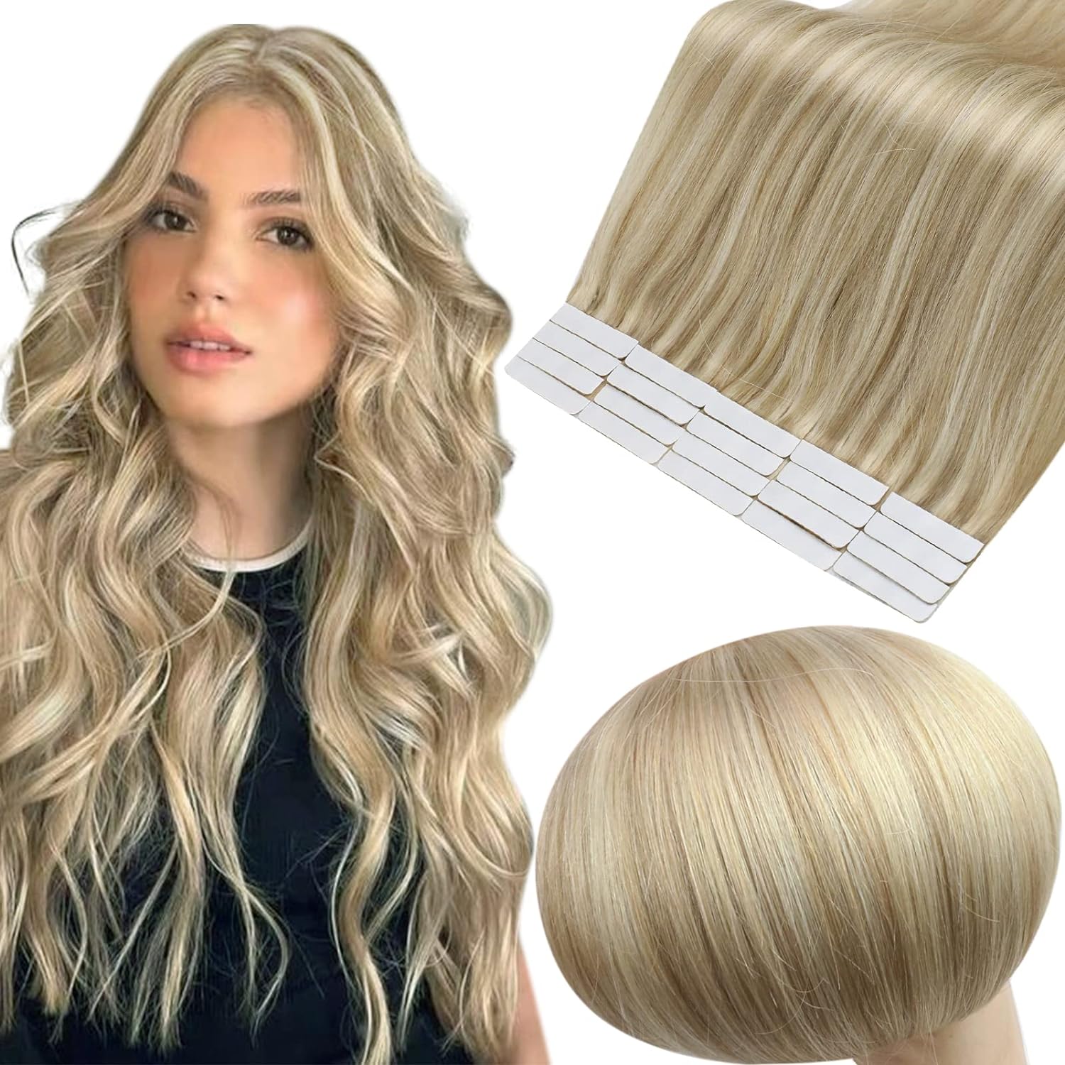Invisible Straight Double Sided Blonde Silky Natural Hair Extensions
