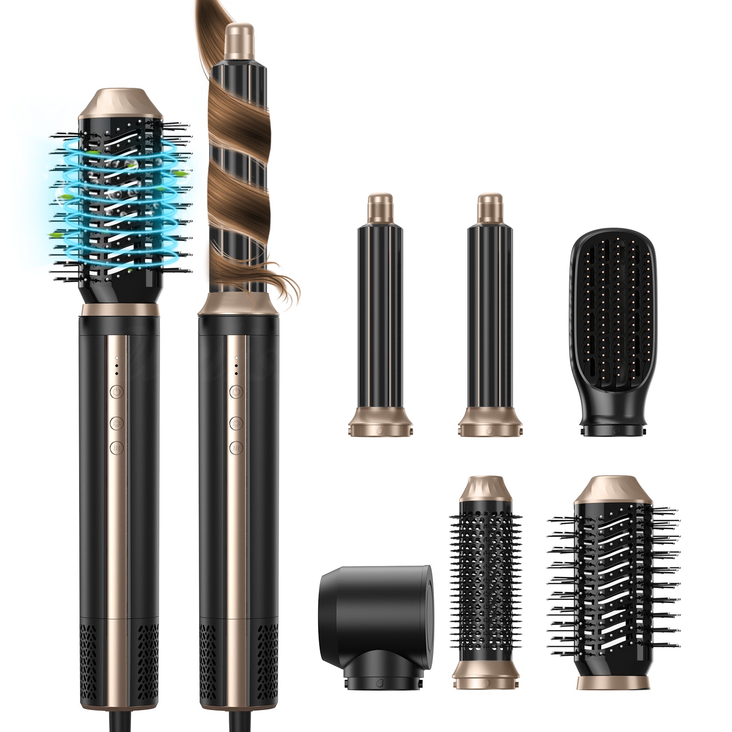 6 In 1 Hair Dryer Brush High Speed Curling Iron Wand Hair Curler