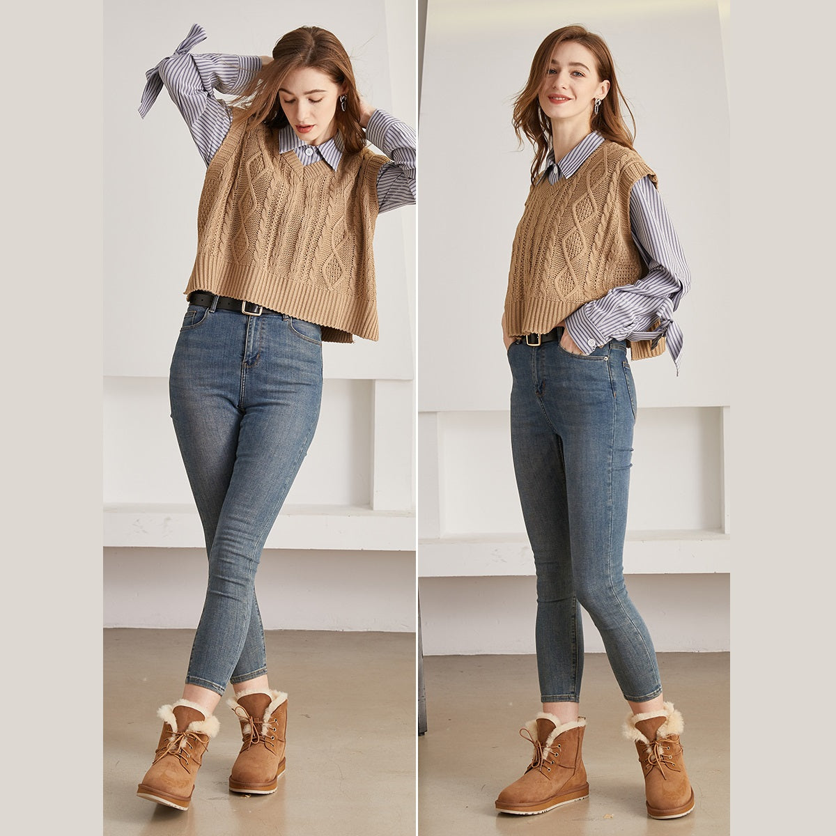 Women's Winter Snow Boots  Suede Leather Warm Shoes