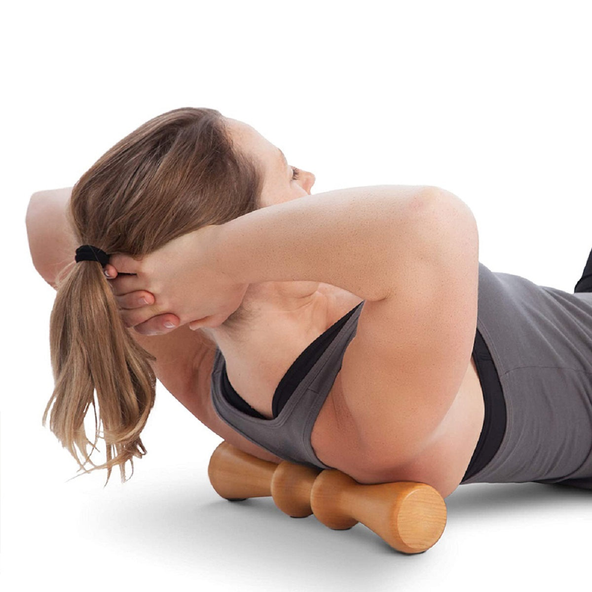 Body Wood Back Roller Spine Stretcher Manual Back Massager
