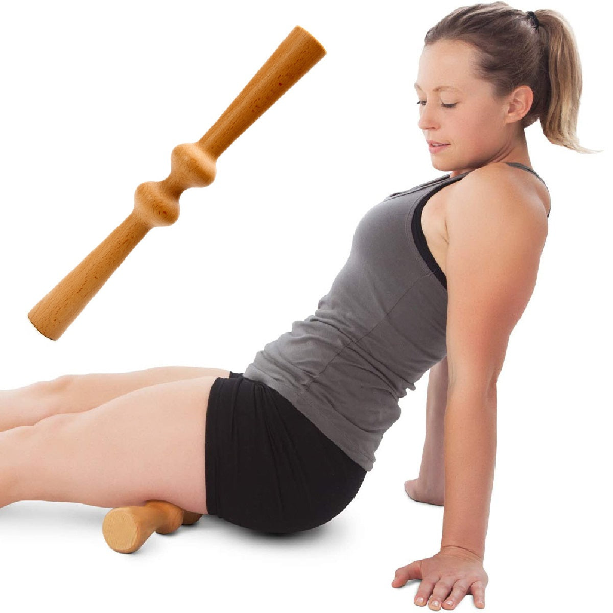 Body Wood Back Roller Spine Stretcher Manual Back Massager