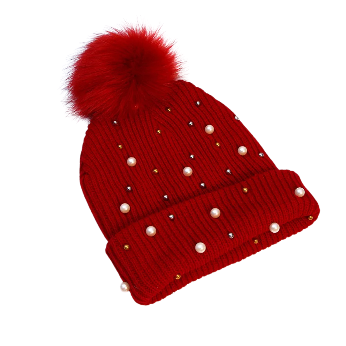 Women's Winter Beanie Hat with Pearls Beanies Cap
