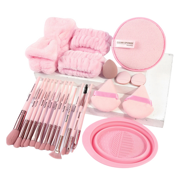 23Pcs Makeup Tool Set Pro Brushes Sponges Puffs And More