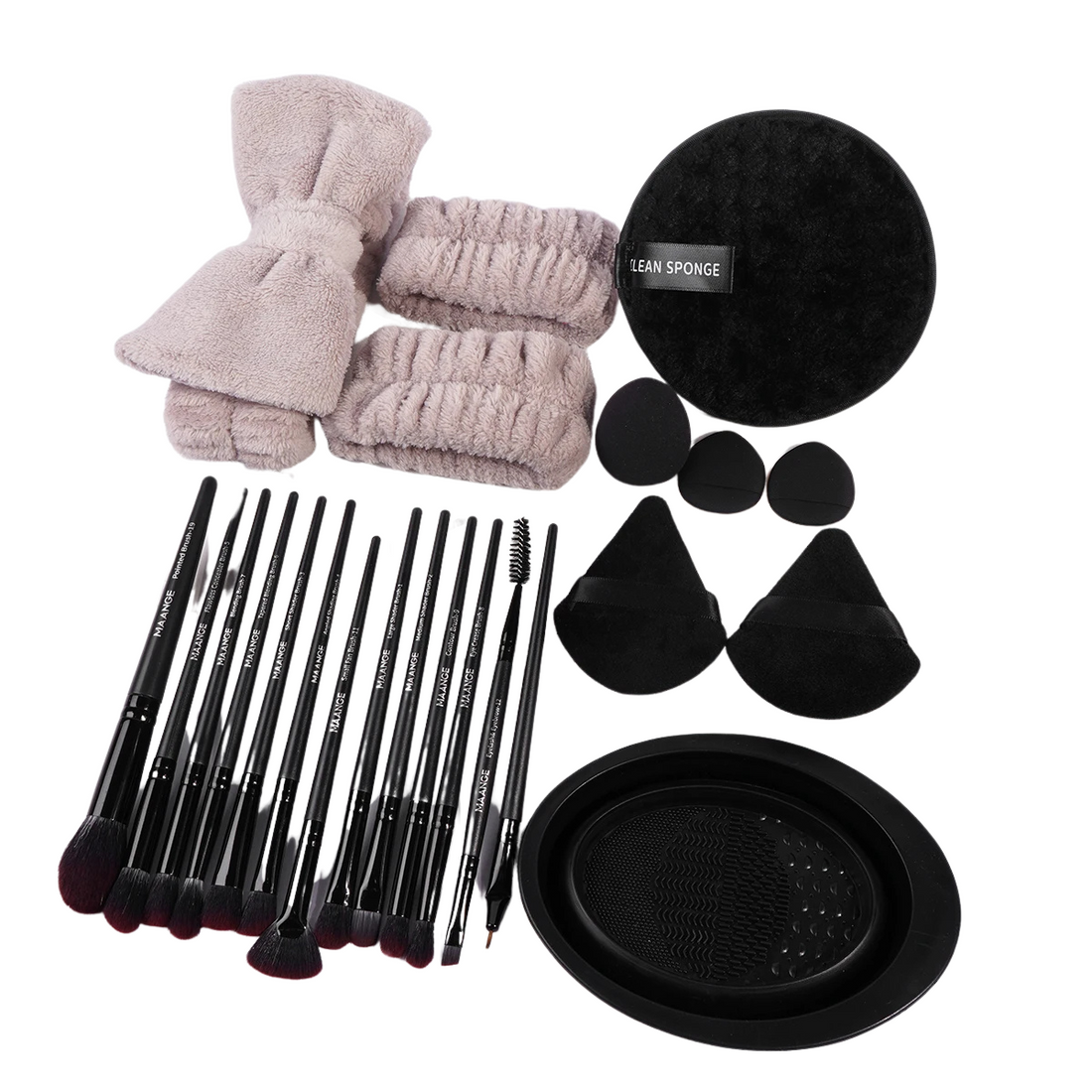 23Pcs Makeup Tool Set Pro Brushes Sponges Puffs And More