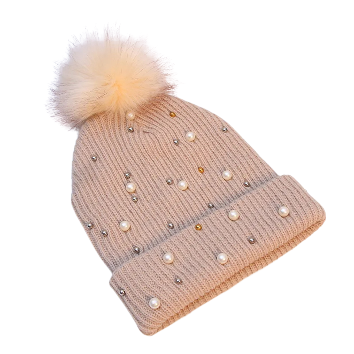Women's Winter Beanie Hat with Pearls Beanies Cap