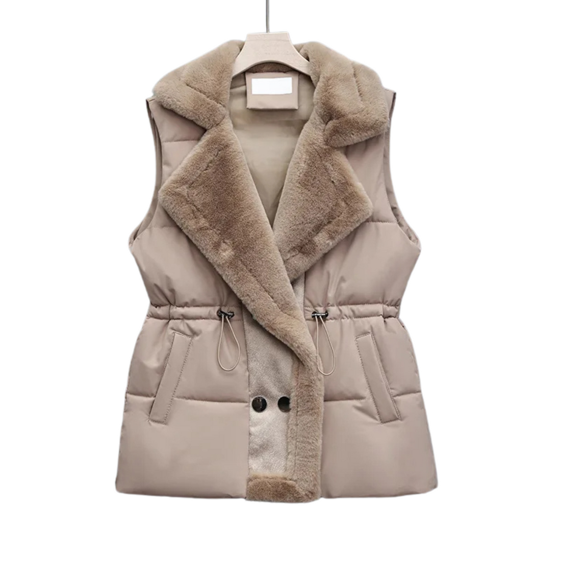 Women's Winter Outerwear Puffer Vest Fur Integrated Lapel Waistcoat