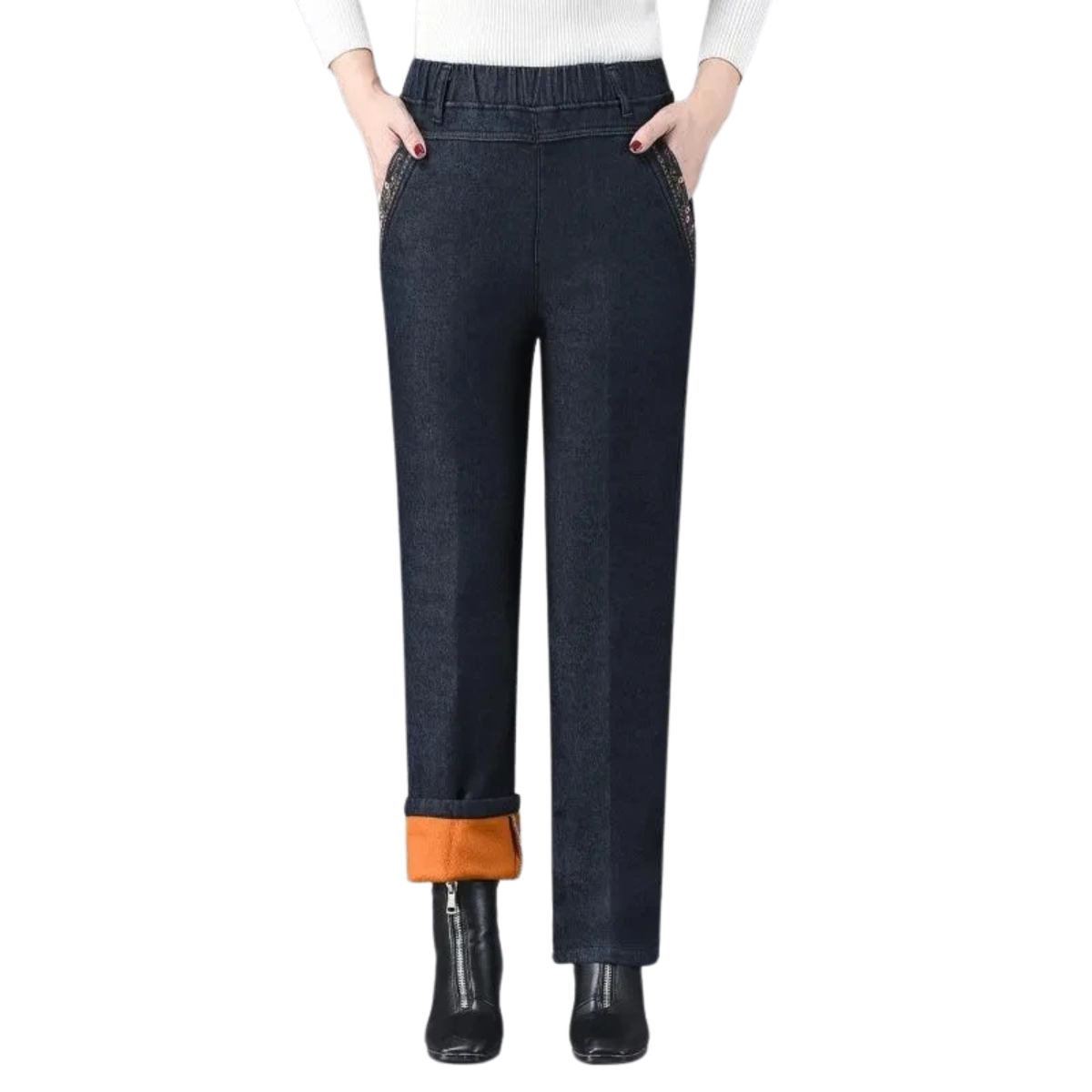 Women's Vintage Thicken Warm Winter Fleece Lined Jeans