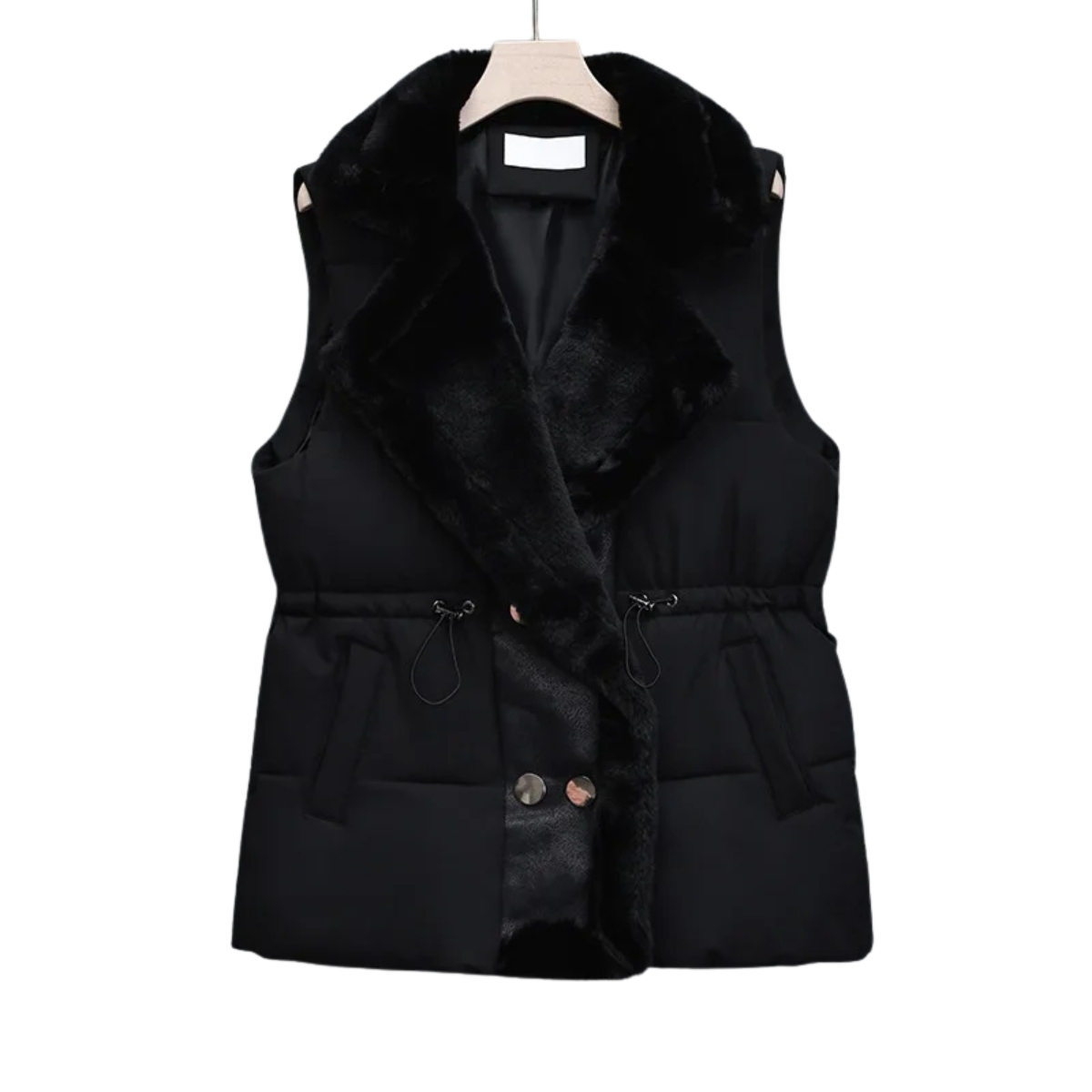 Women's Winter Outerwear Puffer Vest Fur Integrated Lapel Waistcoat