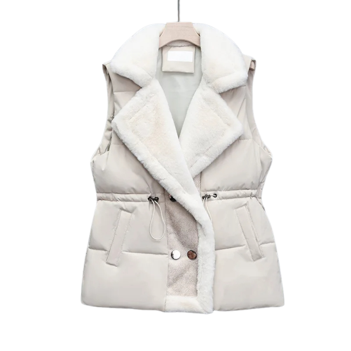 Women's Winter Outerwear Puffer Vest Fur Integrated Lapel Waistcoat