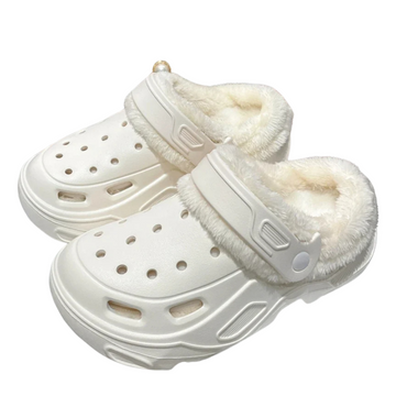 Winter Women's Plush Hole Slippers Fur Lined Clogs