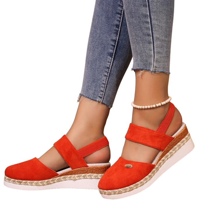 Women’s Closed-Toe Wedge Sandals – Buckle-Strap Gladiator Summer Shoes