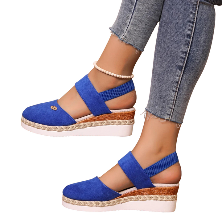 Women’s Closed-Toe Wedge Sandals – Buckle-Strap Gladiator Summer Shoes