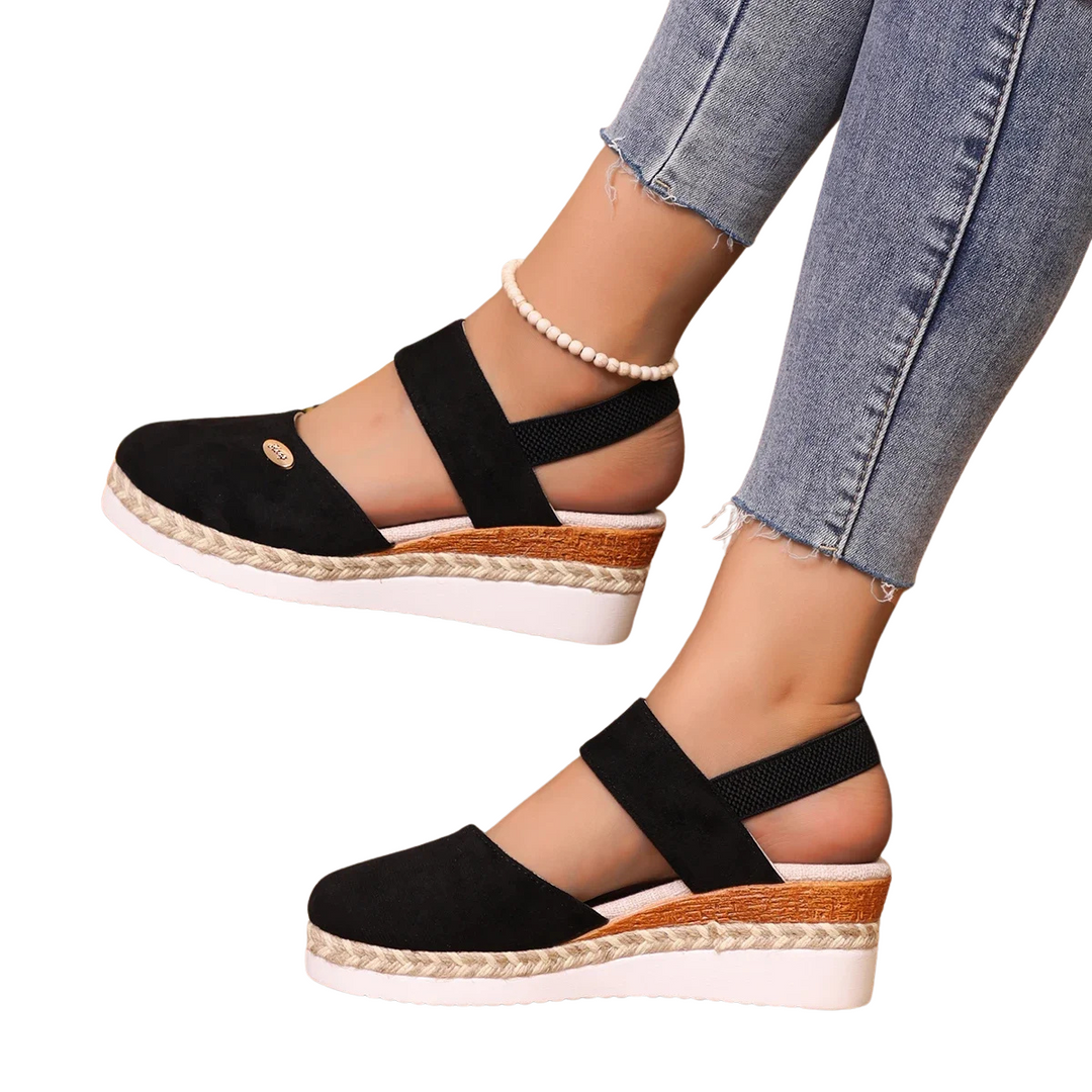 Women’s Closed-Toe Wedge Sandals – Buckle-Strap Gladiator Summer Shoes