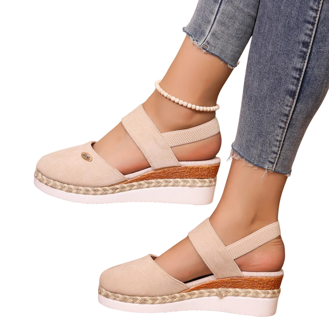 Women’s Closed-Toe Wedge Sandals – Buckle-Strap Gladiator Summer Shoes