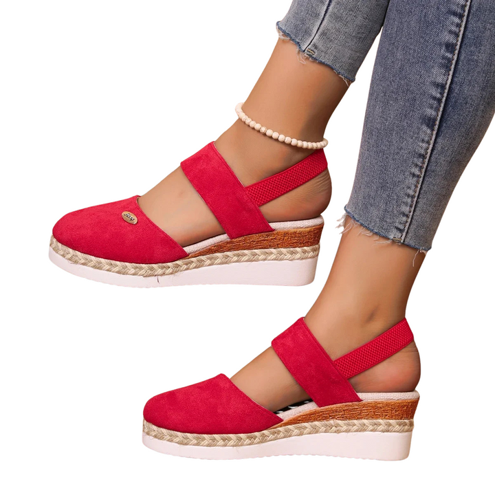 Women’s Closed-Toe Wedge Sandals – Buckle-Strap Gladiator Summer Shoes