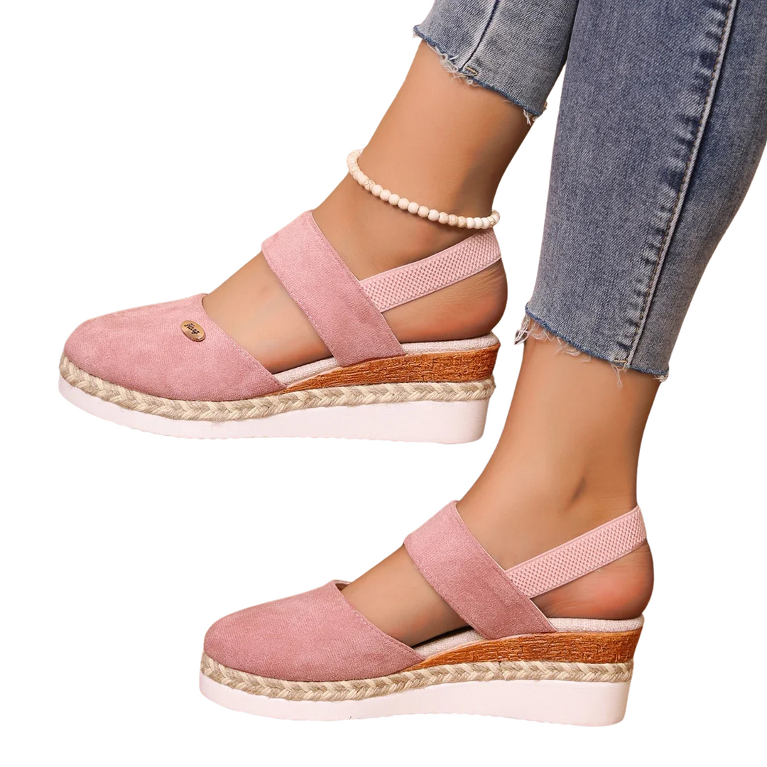 Women’s Closed-Toe Wedge Sandals – Buckle-Strap Gladiator Summer Shoes