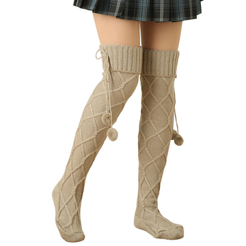 Cable Knit Knee High Socks Winter Knitted Stocking