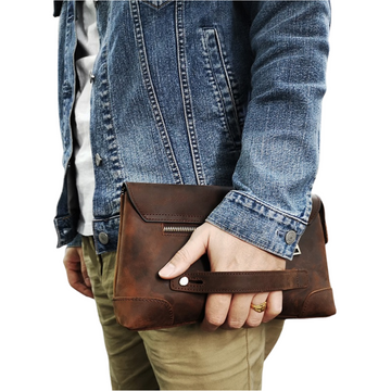 Leather Men Clutch Purse Bag