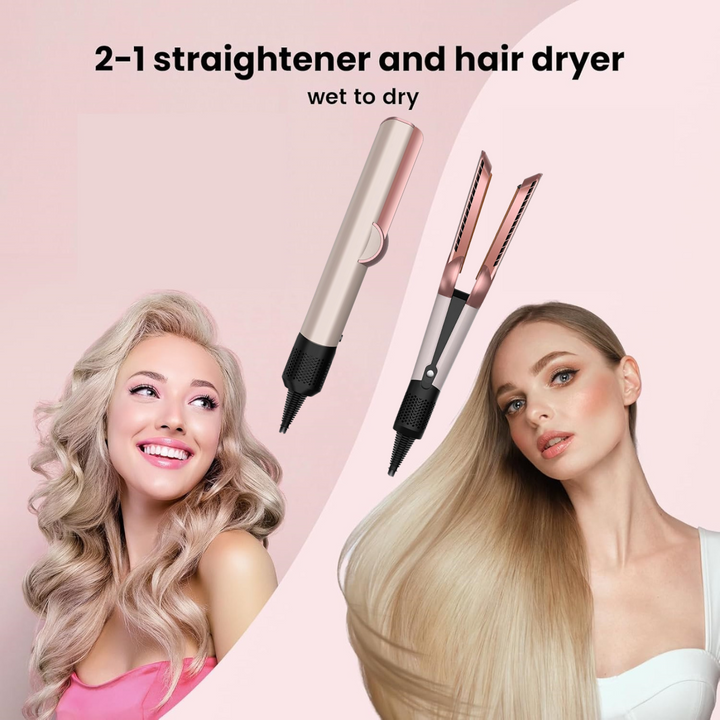 2-in-1 Hair Straightener and Dryer – Professional Flat Iron with Negative Ions