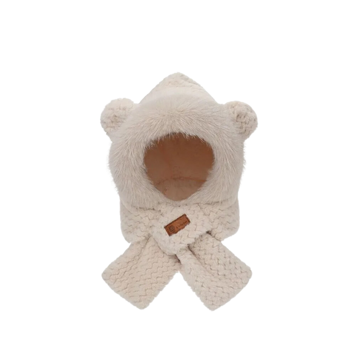 Knitted Fleece Cross Scarves  Ear And Neck Protection Hat Scarf Set