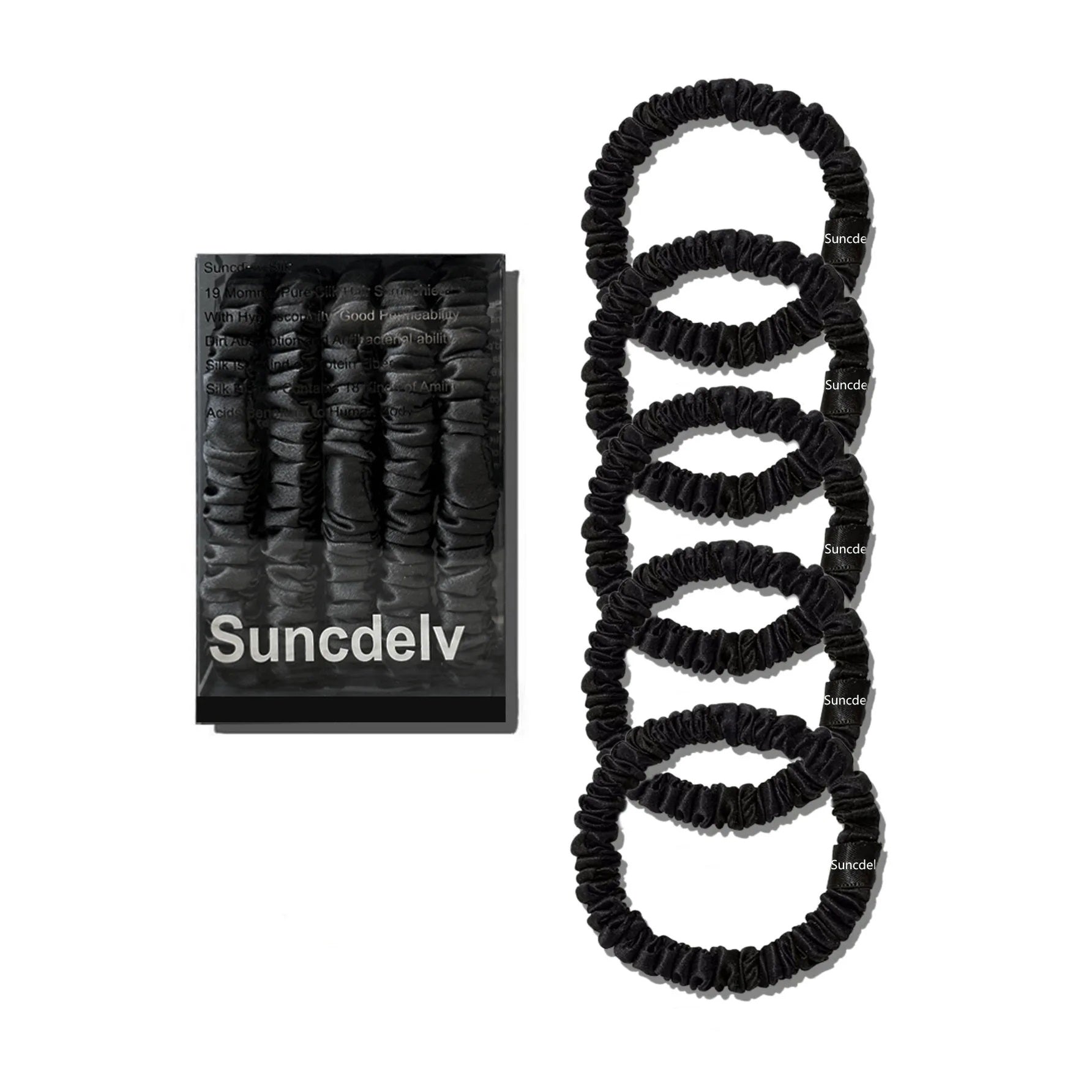 5-Pack Mulberry Silk Scrunchies – Hair Ties for Women and Girls