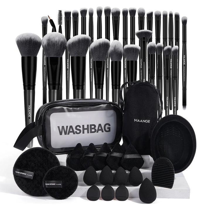 45Pcs Professional Foundation Brush Sponge Puff Cleaning Makeup Tool Kit