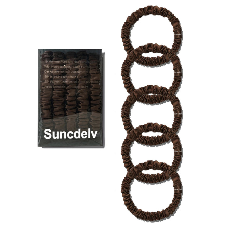 5-Pack Mulberry Silk Scrunchies – Hair Ties for Women and Girls